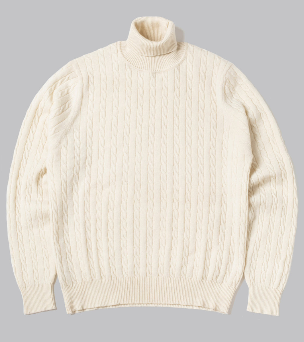 Cashmere Cable-Knit Rollneck Pullover Ecru | Bryceland’s Tokyo