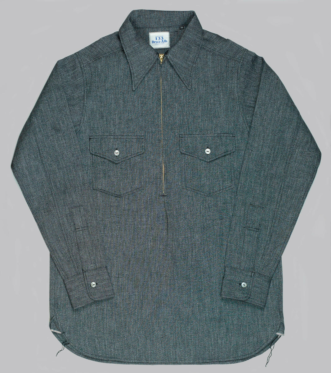 Half-zip Shirt Salt & Pepper | Bryceland's Tokyo