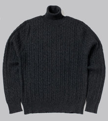  Bryceland's Cashmere Cable-Knit Rollneck Pullover Charcoal