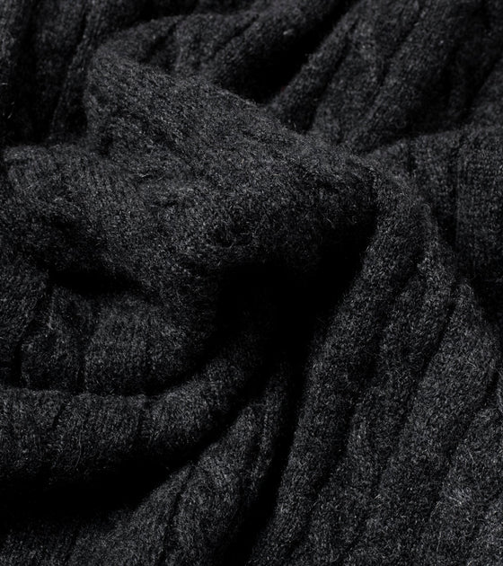 Bryceland's Cashmere Cable-Knit Rollneck Pullover Charcoal