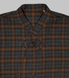 Bryceland's Frogged Button Shirt Cotton Plaid Brown / Gray