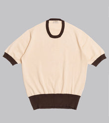  Bryceland's Cotton Short Sleeve ‘Skipper’ Tee Brown / Cream