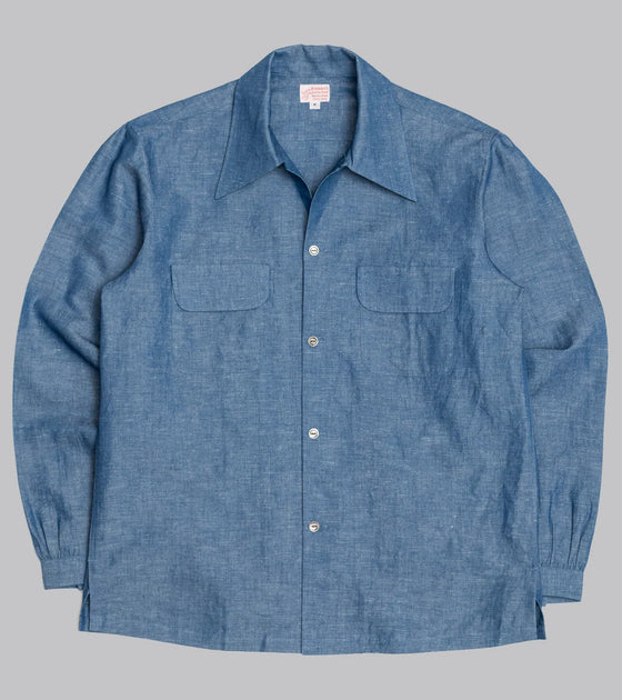 Bryceland's Sports Shirt w/ Hand Stitching Cotton / Linen Chambray