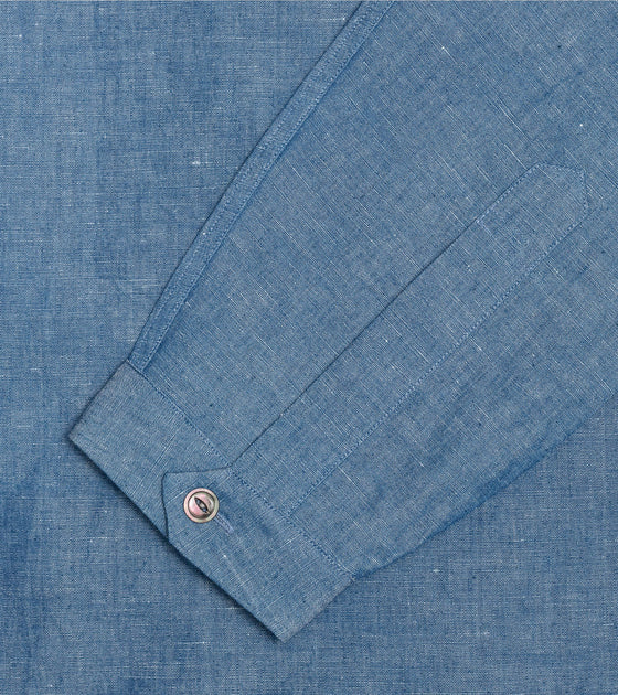 Bryceland's Sports Shirt w/ Hand Stitching Cotton / Linen Chambray