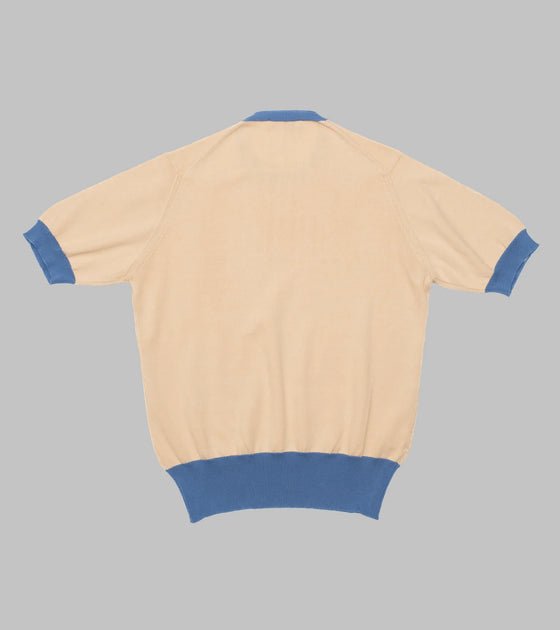 Bryceland's Cotton Short Sleeve ‘Skipper’ Tee Cream/Blue