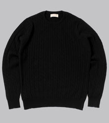  Bryceland's Cashmere Cable-Knit Crewneck Pullover Black