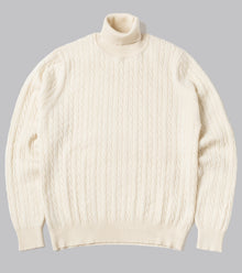  Bryceland's Cashmere Cable-Knit Rollneck Pullover Ecru